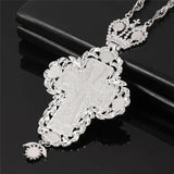 Punk Hip Hop Silver Pectoral Cross Crucifix Necklace