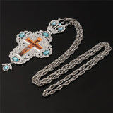 Punk Hip Hop Silver Pectoral Cross Crucifix Necklace