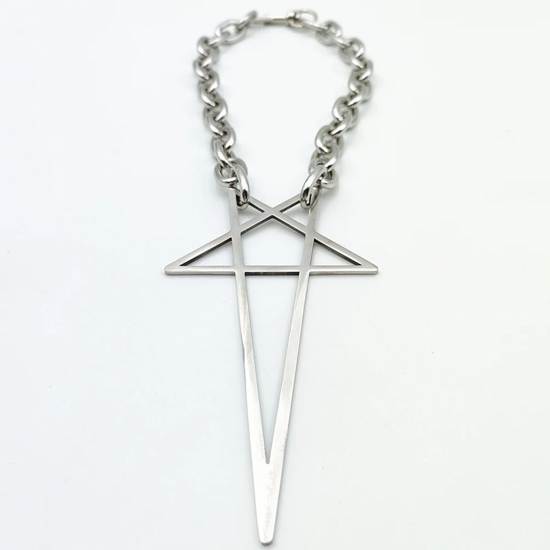 Punk Hip Hop Chain Choker Y2K Unisex Gothic Star Charms Pendant Necklace