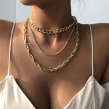Punk Hip-hop Style Necklace Metal Thick Chain Cuban Set