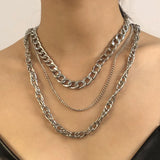 Punk Hip-hop Style Necklace Metal Thick Chain Cuban Set