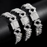 Punk Hiphop Cuban Chain Bracelet Bling Rhinestone Prong Cuban 14MM