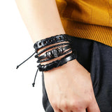 Skull Multilayer Leather Bracelet Star Charm Bangle