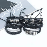 Skull Multilayer Leather Bracelet Star Charm Bangle