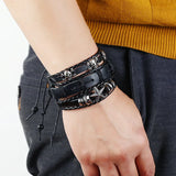 Skull Multilayer Leather Bracelet Star Charm Bangle