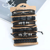 Skull Multilayer Leather Bracelet Star Charm Bangle