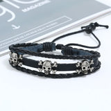 Skull Multilayer Leather Bracelet Star Charm Bangle