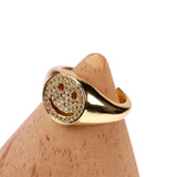 Punk Hollow Smile Face Rings Adjustable Copper Plated Couple Jewelry