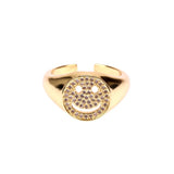 Punk Hollow Smile Face Rings Adjustable Copper Plated Couple Jewelry