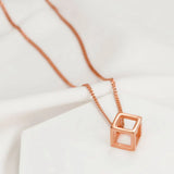 Punk Hollow Cube Pendant Necklace Stainless Steel Geometric Collier