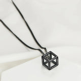 Punk Hollow Cube Pendant Necklace Stainless Steel Geometric Collier