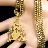 Punk Jesus Cross Pendant Necklace Stainless Steel