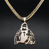 Punk Jesus Cross Pendant Necklace Stainless Steel