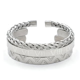 Roman Numerals Bracelet & Bangles Set Stainless Steel Wire Punk Jewelry