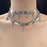 Metal Rivet Necklace Pendant Choker for Women Grunge Goth