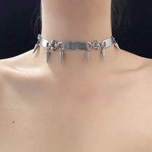 Metal Rivet Necklace Pendant Choker for Women Grunge Goth