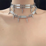 Metal Rivet Necklace Pendant Choker for Women Grunge Goth
