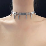 Metal Rivet Necklace Pendant Choker for Women Grunge Goth