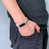 Punk Leather Bracelet Stainless Steel Magnetic Clasp Rock WristBand