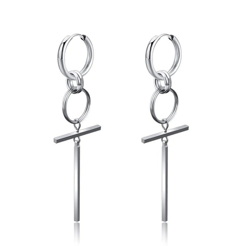 Punk Kpop Long Chain Hoop Earrings Y2k Hip Hop Piercing