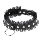 Punk Lace Ring Pendant Leather Collar Rivet Necklace