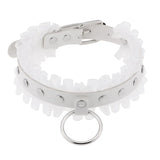 Punk Lace Ring Pendant Leather Collar Rivet Necklace