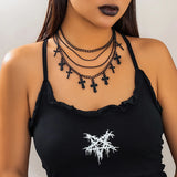 Punk Layered Chain Cross Pendant Necklace Women Halloween Choker