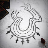 Punk Layered Chain Cross Pendant Necklace Women Halloween Choker