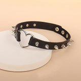 Punk Leather Gothic Ladies Necklace Studs Studs Heart Heart Collar