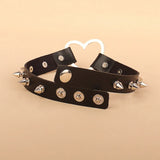 Punk Leather Gothic Ladies Necklace Studs Studs Heart Heart Collar
