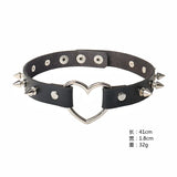 Punk Leather Gothic Ladies Necklace Studs Studs Heart Heart Collar