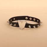 Punk Leather Gothic Ladies Necklace Studs Studs Heart Heart Collar