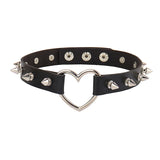 Punk Leather Gothic Ladies Necklace Studs Studs Heart Heart Collar