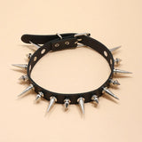 Punk Spike Choker Faux Leather Collar Rivets Studded Chocker Goth Necklace