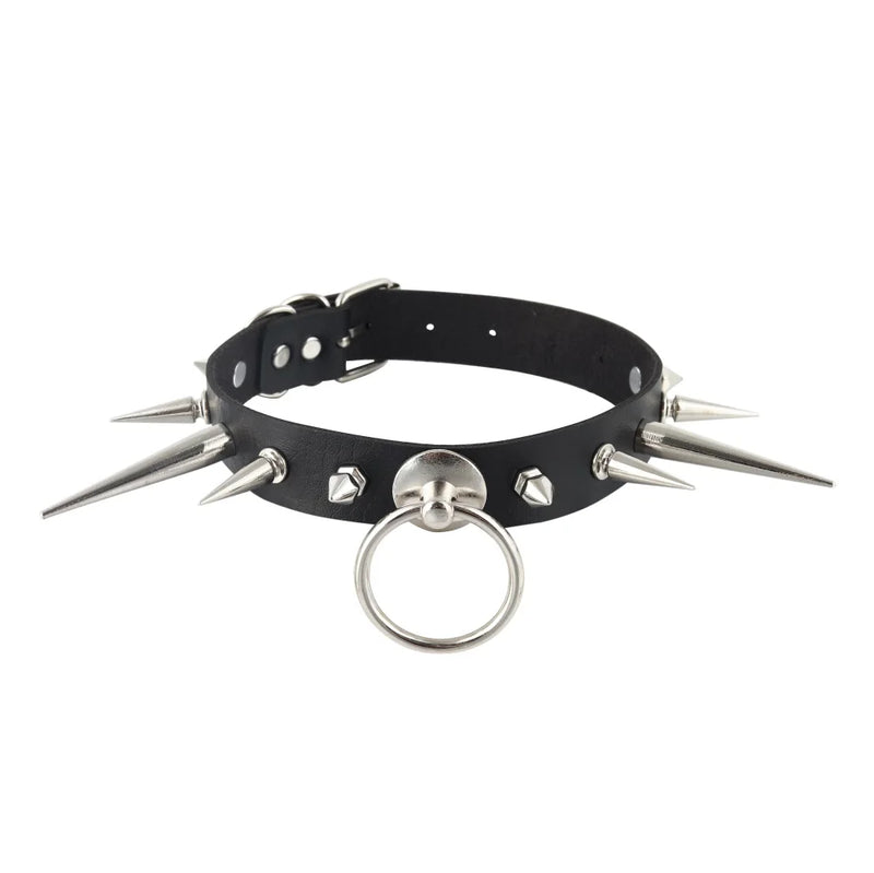 Spiked Choker Faux Leather Collar Rivets Goth Necklace Gothic Accessories