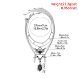 Punk Love Wings Pendant Halloween Necklaces Multilayer Gothic Cross Necklace