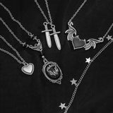 Punk Love Wings Pendant Halloween Necklaces Multilayer Gothic Cross Necklace