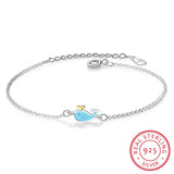 Enamel Punk Lovely Whale Bracelet Metal Chain Fine Jewelry 925 Sterling Silver