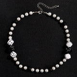 Punk Lucky Dice Beads Choker Necklace Men Pearl Beaded Chain Neck Jewelry