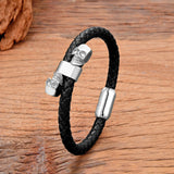 Punk Skull Bracelet Stainless Steel Buckle Leather Bracelet Homme