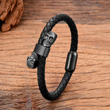 Punk Skull Bracelet Stainless Steel Buckle Leather Bracelet Homme
