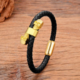 Punk Skull Bracelet Stainless Steel Buckle Leather Bracelet Homme