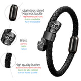 Punk Skull Bracelet Stainless Steel Buckle Leather Bracelet Homme