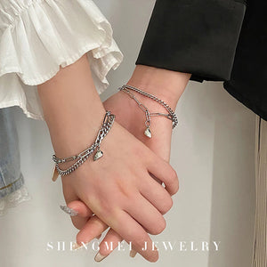 Punk Magnet Couple Bracelets Romantic Love Heart Magnetic Paired Bracelet