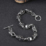 Punk Stainless Steel Skull Charm Bracelet Men Chain Bangles GS0038