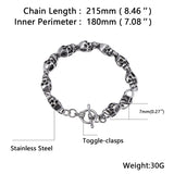 Punk Stainless Steel Skull Charm Bracelet Men Chain Bangles GS0038