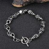 Punk Stainless Steel Skull Charm Bracelet Men Chain Bangles GS0038