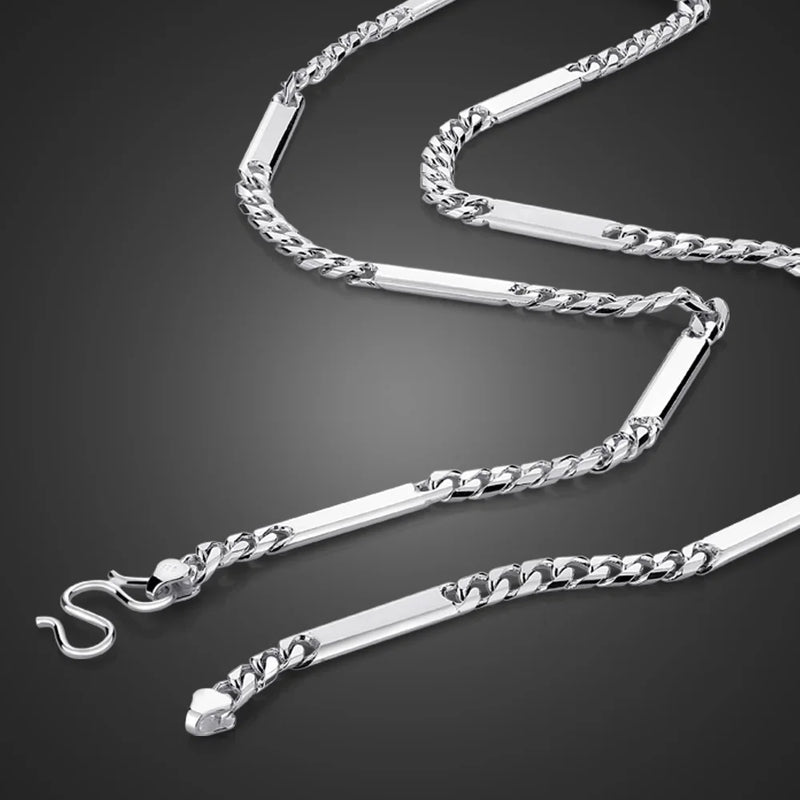 Punk Man 100% 925 Sterling Silver Necklace Men & Boy Cuban Chain Choker