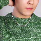 Punk Man 100% 925 Sterling Silver Necklace Men & Boy Cuban Chain Choker