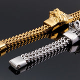 Punk Man Bracelet Lion Head Stainless Steel Jewelry Magnet Clasp